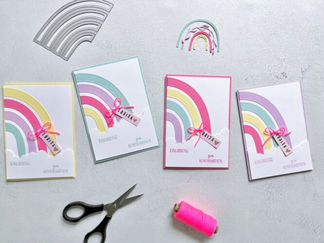 Glückwunschkarte Zur Konfirmation Mit Regenbogen & Herzen – Buntes Design Für Besondere Grüße
